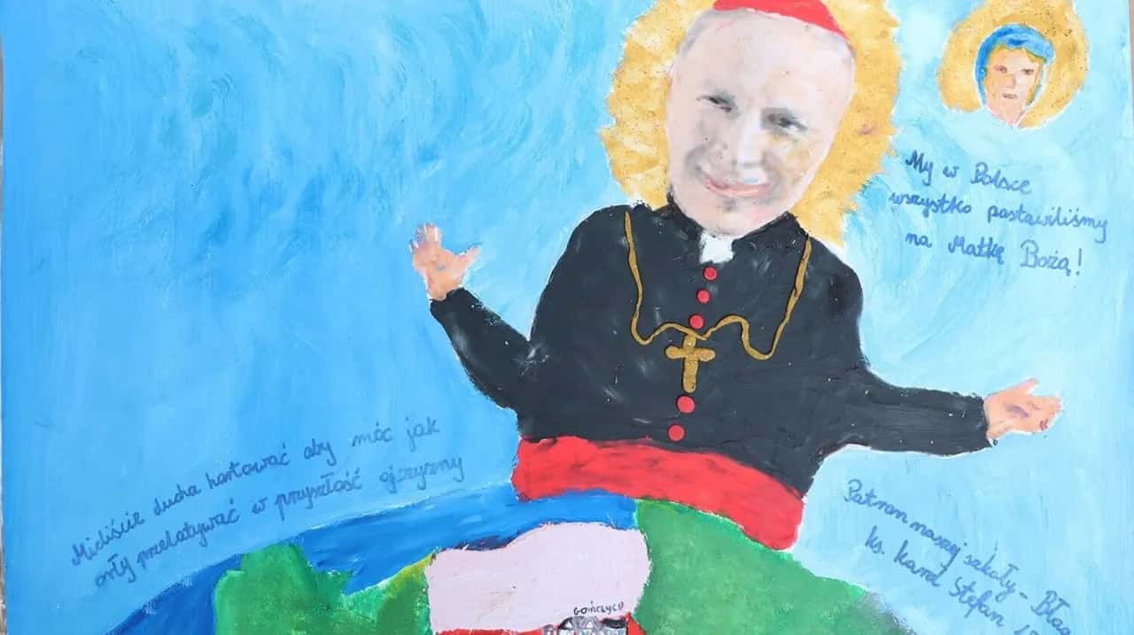 Kreatywne prace plastyczne o kardynale Stefan Wyszyńskim dla uczniów